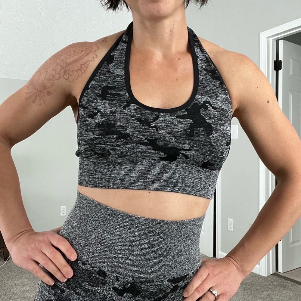 Camo halter bra